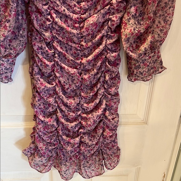 NWOT Zara Floral Ruched Pink Dress - Picture 4 of 10